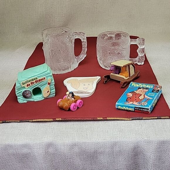2 Vintage McDonalds Flintstones Mug Glass Cup RocDonalds 1993! - Picture 1 of 16